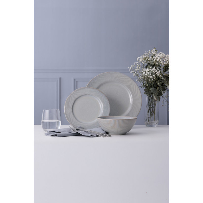 Reactive Linear 12 Piece Dinner Set, Grey