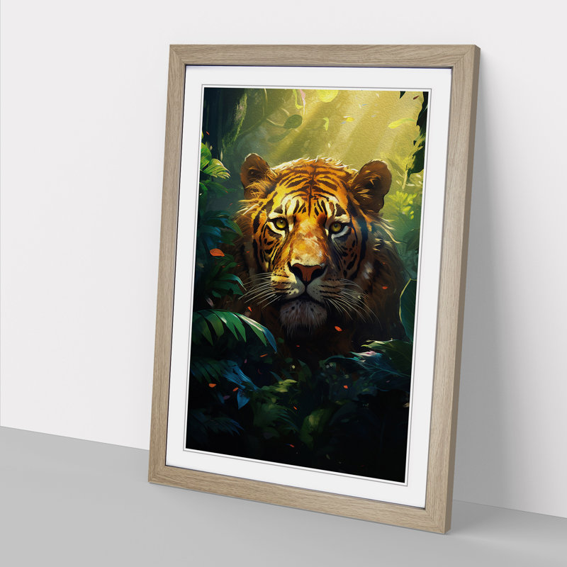 Jungle Informel 1 Piece Single Picture Frame Wall Art, 64cm H x 46cm W x 2cm D, Oak Framed
