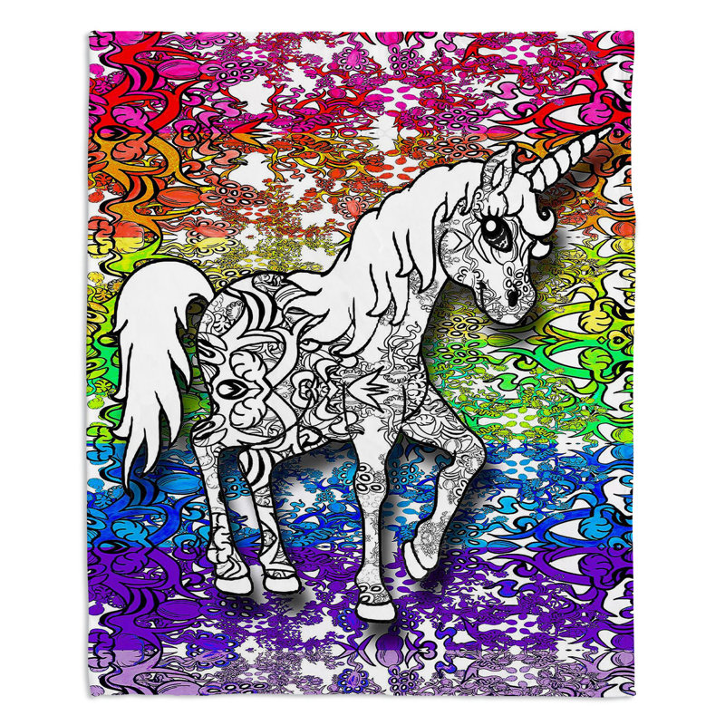  Jeté licorne arc-en-ciel, l 51 po x L 60 po