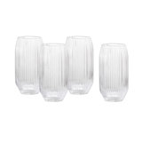 Fortessa Estiva Glass, 12.5 Ounce Hiball/Sparkling Cocktail (Set of 4), Textured Palm Green