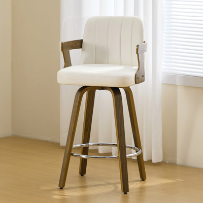 Upholstered Swivel Counter & Bar Stool with Armrest by Corrigan Studio