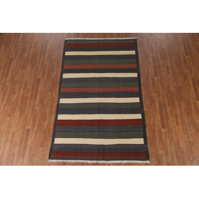 Striped Wool Kilim Oriental Area Rug 5x8