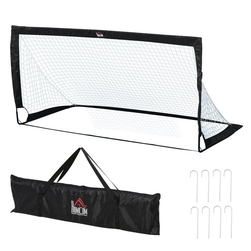 HOMCOM Steel Soccer with Carrying Case, Black/White