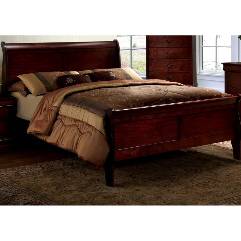 Lit double en bois massif cerisier pour chambre à coucher Grace