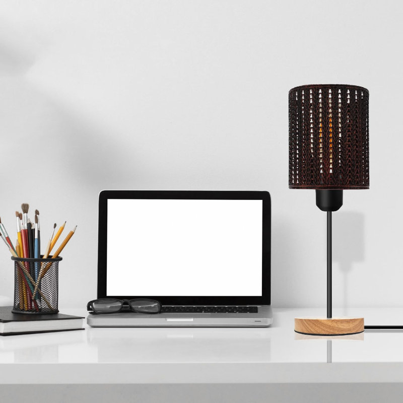 Wood Desk Lamp, Brushed Silver