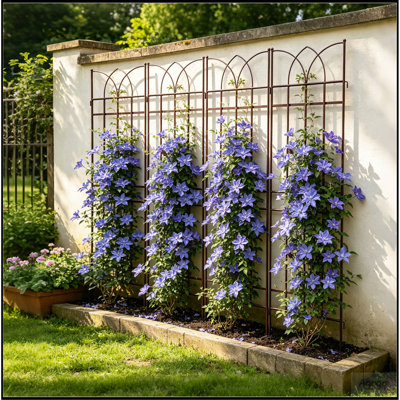 Paquet de 4 treillis de jardin en métal 71 po x 17,7 po antirouille pour plantes grimpantes pour l'extérieur