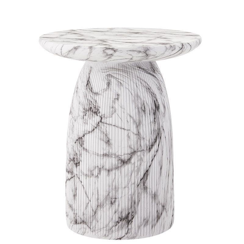 Afton Outdoor MGO Side Table with Handcrafted Marble-Effect Surface