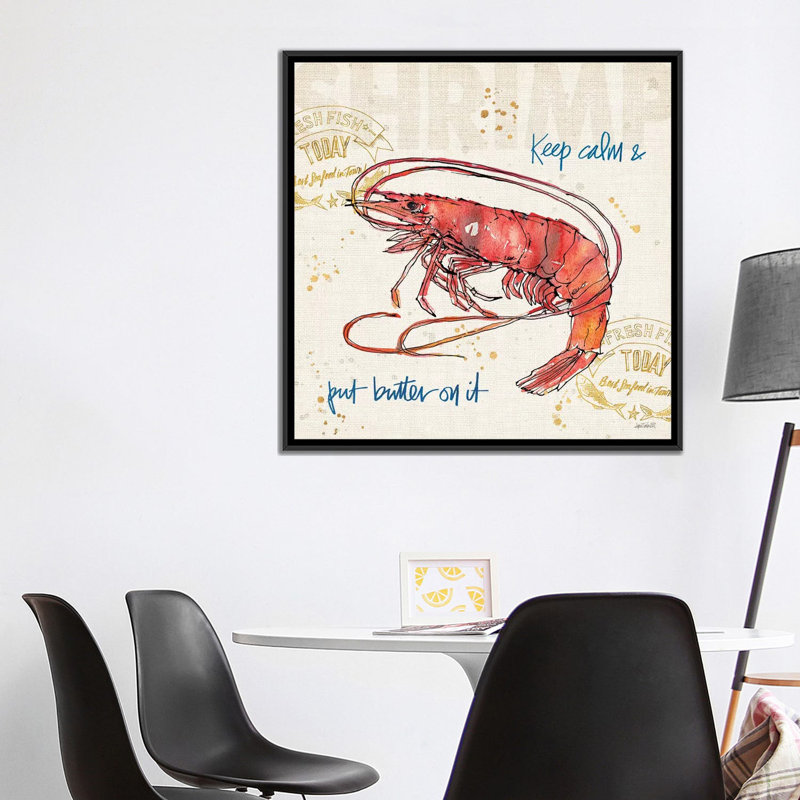 Coastal Catch IV by Anne Tavoletti - Print, 18" H x 18" W x 1.5" D, Black Framed Canvas, No Mat