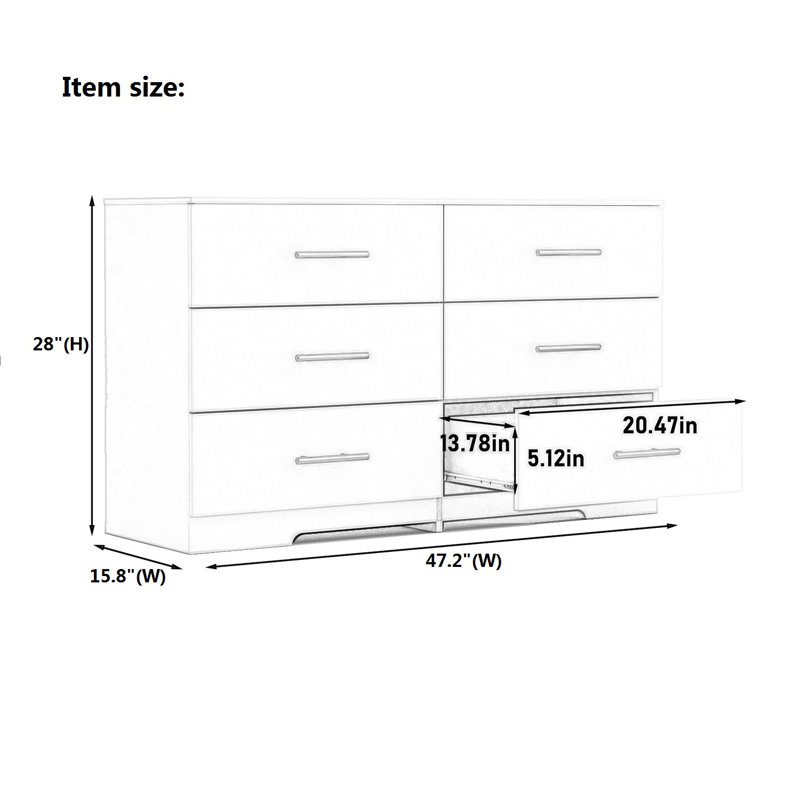 Preet 47.2'' W 6 - Drawer Dresser