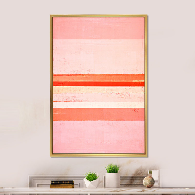 Pink And Orange Colorfields - Print on Canvas, 12" H x 8" W x 1" D, Gold Floater Framed