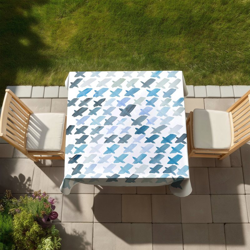 Blue Minimalist Abstract Tablecloth | X Pattern Home Decor