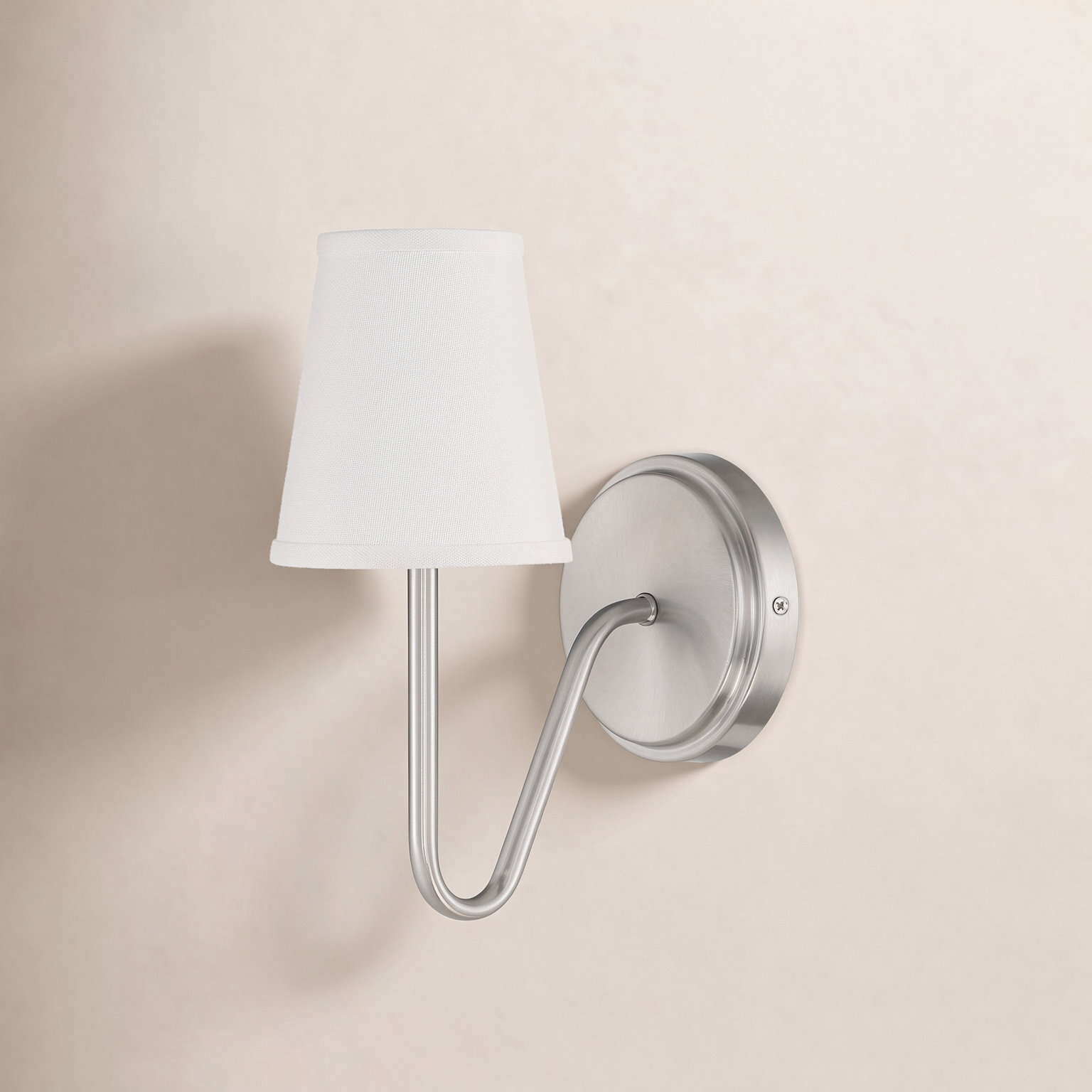 Ponta Single Light Dimmable Armed Sconce, Brushed Nickel