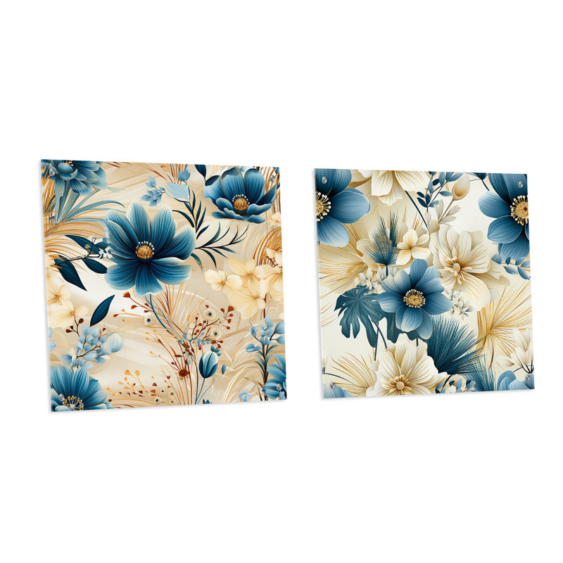 Cyrielle - Ensemble de 2 art mural en verre acrylique, H 36 po x l 73 po