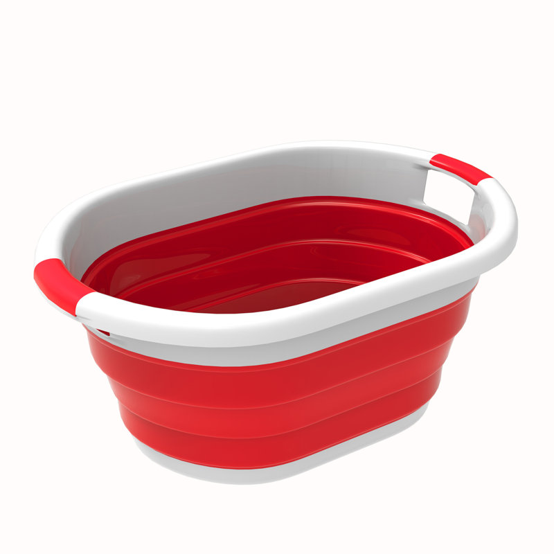 Panier pliable - Panier à main escamotable polyvalent peu encombrant pour les produits de nettoyage et plus, rouge