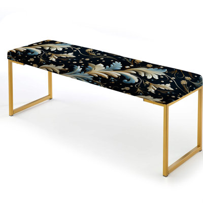 Ikat Upholstered Gold Bench