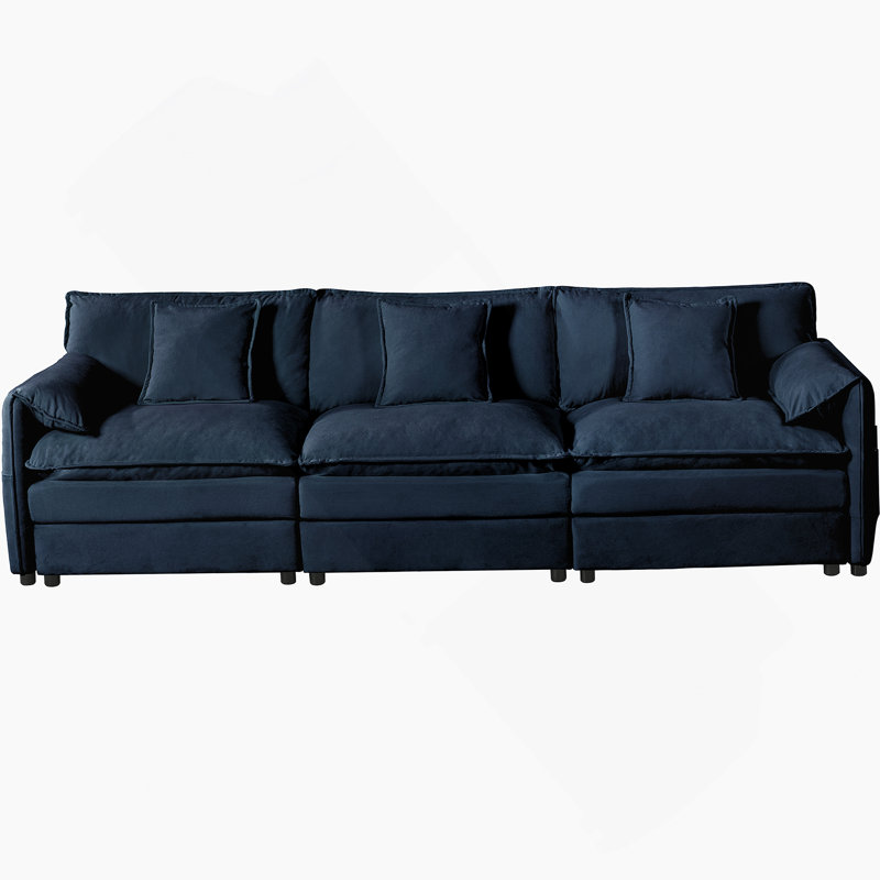 Canapé modulaire surdimensionné confortable avec plusieurs caractéristiques fonctionnelles, Bleu