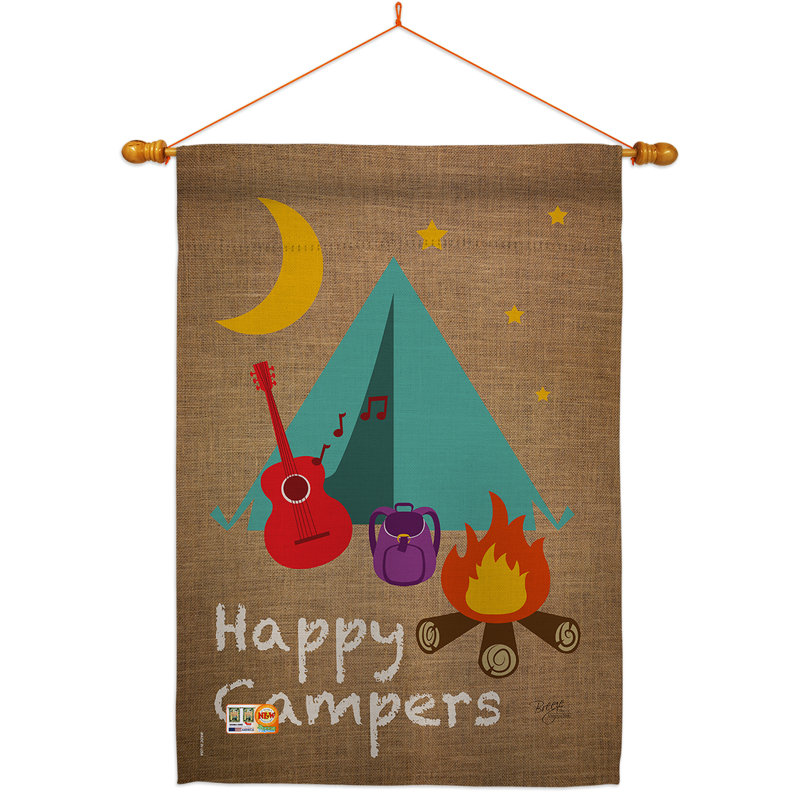 Coussin décoratif en polyester 2 faces 40 x 28 po Happy campeurs impressions Ensemble de drapeaux