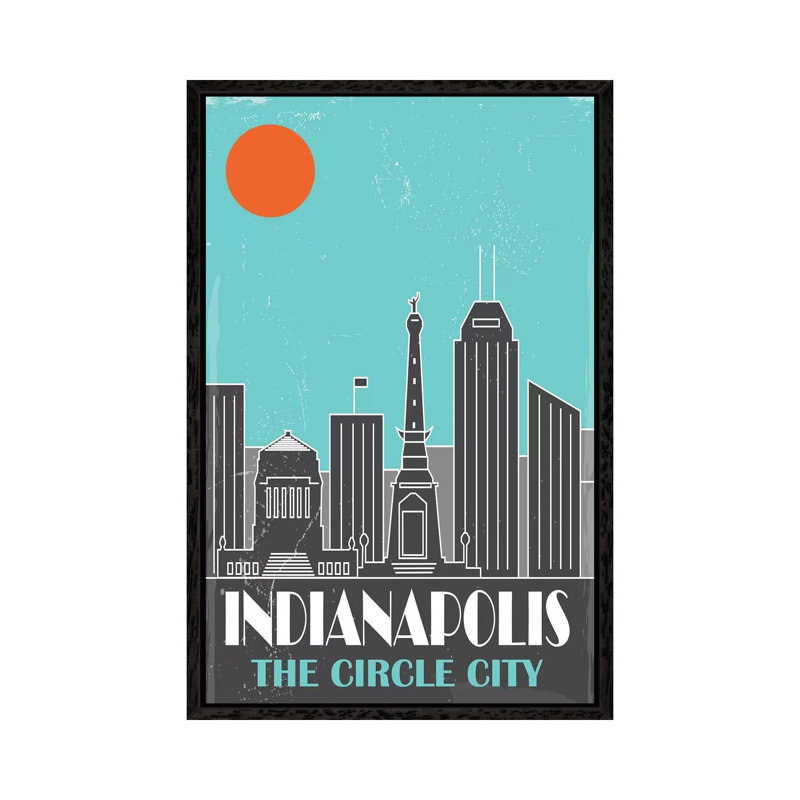 Indianapolis, Sky Blue - Print on Canvas, Black Framed, 66.04 cm H x 45.72 cm W