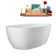 67" Streamline Soaking Glossy White Freestanding Tub and Tray With Internal Drain