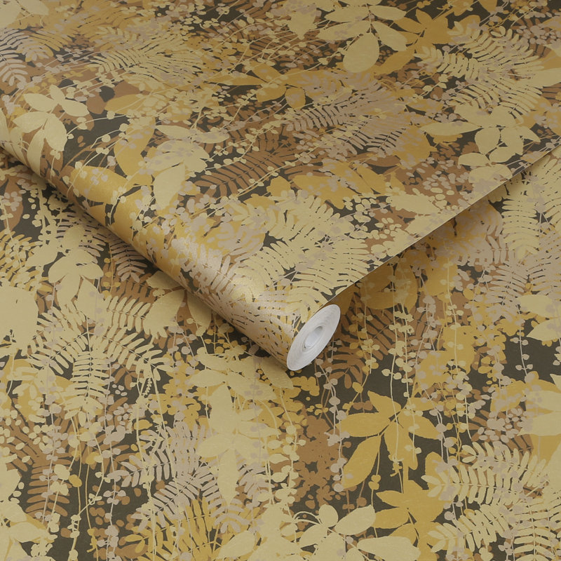 Floral Metallic Wallpaper Roll, Antique Gold