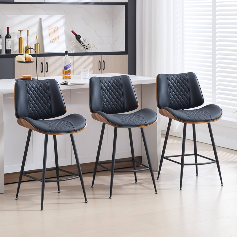 Tabouret de comptoir en similicuir H 38,58 po , Noir, 3