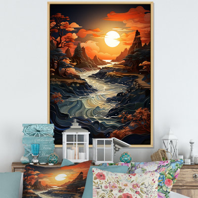 «Burrton Sunset Moonlit Serenity Papercut II», reproduction sur toile
