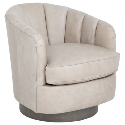 Fauteuil demi-tonneau pivotant en cuir Tipsy