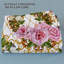 Ensemble de housse de couette en microfibre à motif floral rose avec taies d'oreiller, roses à imprimé numérique et devant à volutes dorées sur fond blanc et blanc uni, literie réversible, lit simple, édredon et coussins décoratifs non inclus-122272240