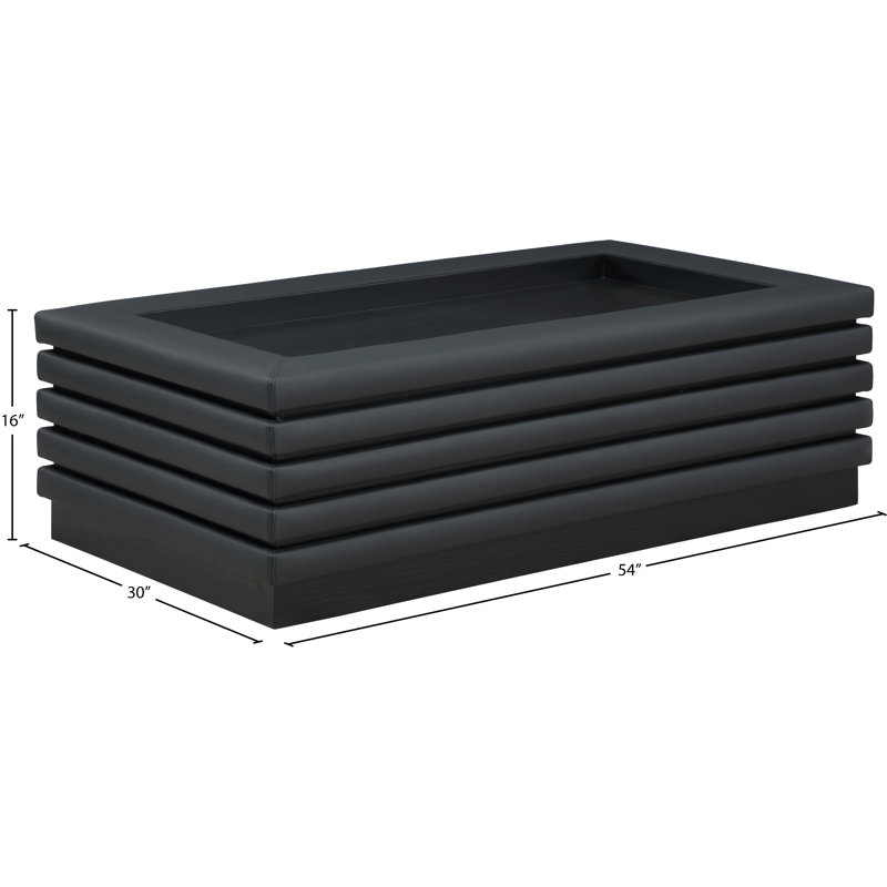 Rory Solid Coffee Table, Black, 16" H x 39" L x 39" D