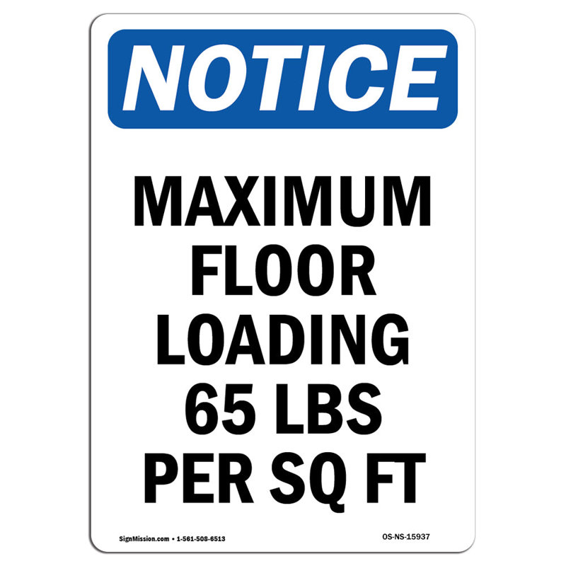 Maximum Floor Loading 65 Sign