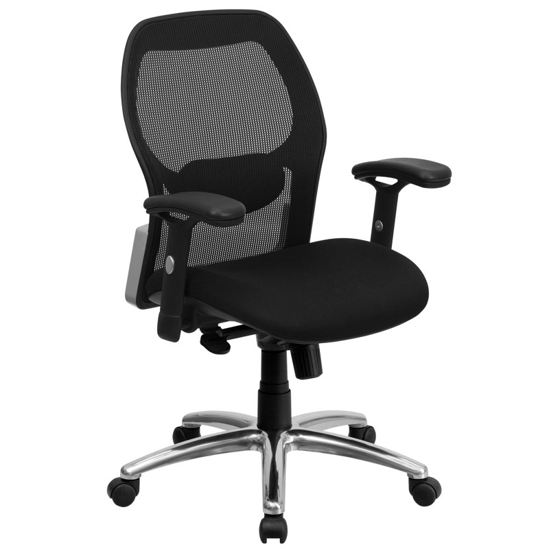 Ergonomic Black Mesh Mid-Back Executive Swivel Chair with Adjustable Arms