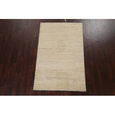 One-of-a-Kind 4' x 6'3" New Age Rectangle Wool Area Rug in Beige and Black