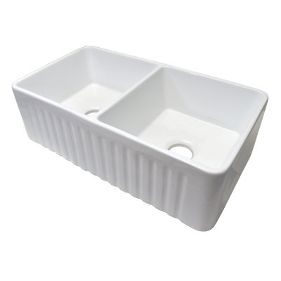 33'' L Double Bowl Fireclay Kitchen Sink