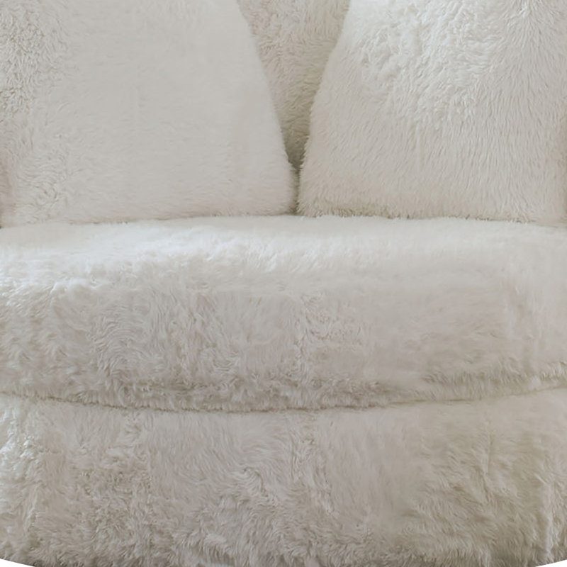 Fauteuil d'appoint pivotant Rane, revêtement en chenille extra doux de 49 po, Blanc