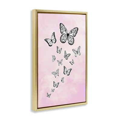 Toile flottante rose avec papillons flottants roses par Martina Pavlova