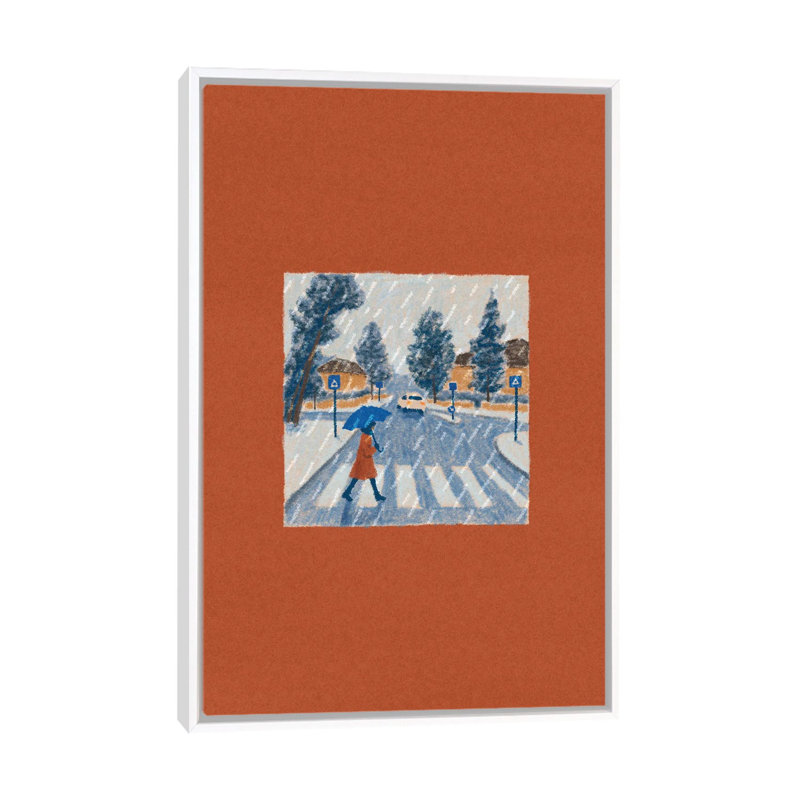 Pluie - reproduction d'art mural - toile encadrée, H 26 po x l 18 po, Impression encadrée sans passe-partout, Blanc