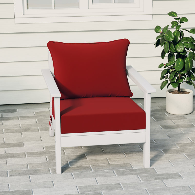 Hydea Deep Seating Chair With Cushions, White, Red
