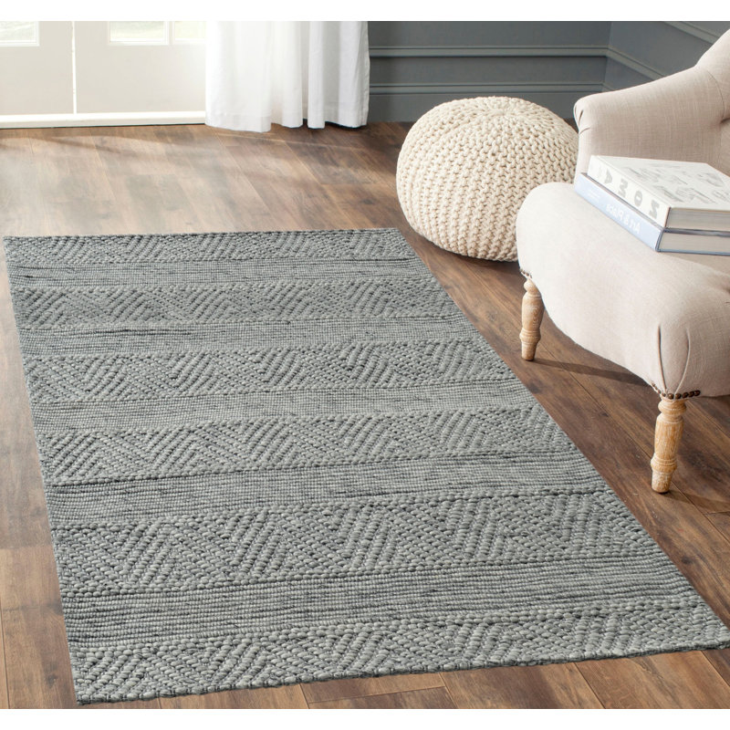 Tapis gris tissé à la main Allessa, Rectangle 5 pi x 8 pi