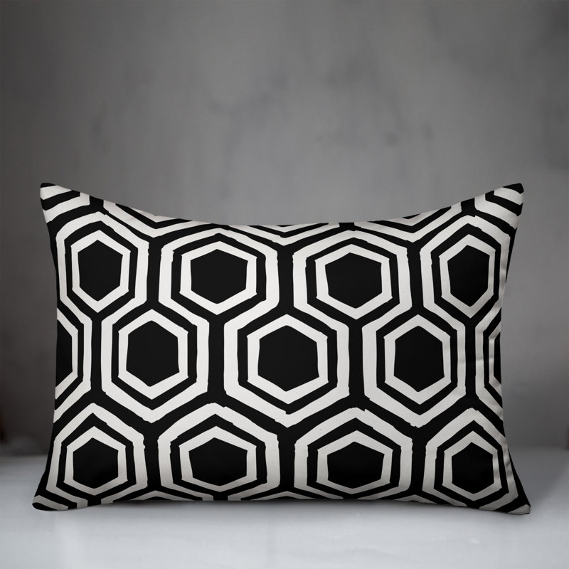 Coussin Honeycomb, Noir / blanc
