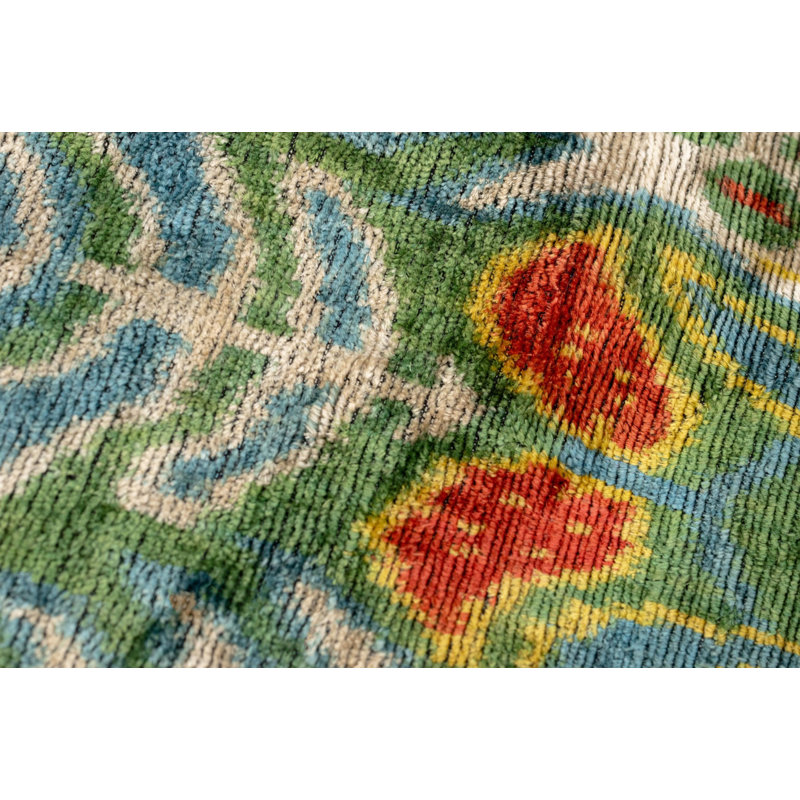 Velvet Lumbar Pillow Cover & Insert, Green/Red/Blue Paisley 2