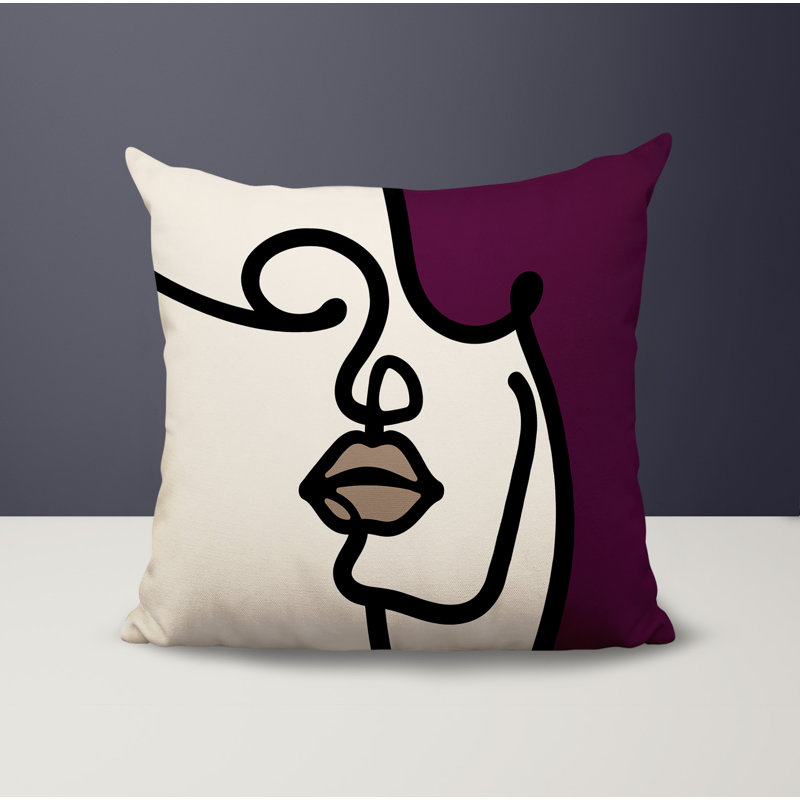 Vie Abstract Reversible Indoor/Outdoor Square Pillow, 15"H x 15"W, Purple