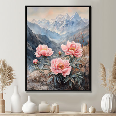 Pivoines dans la vallée balayée par le vent IV - pivoines, art mural