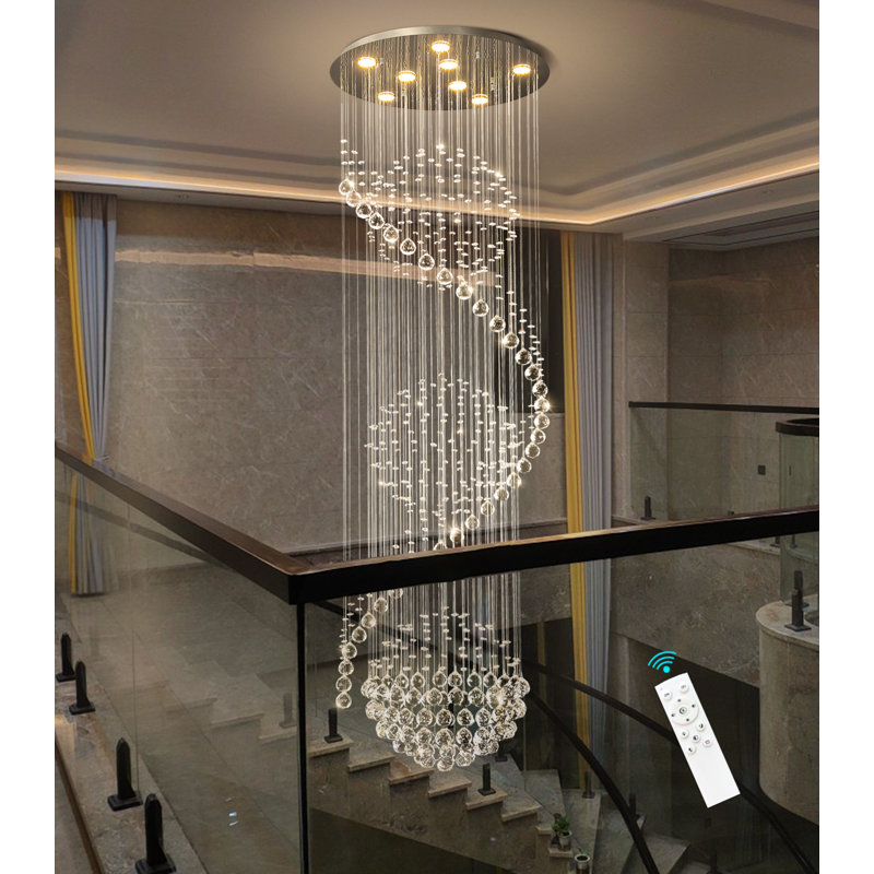 Lustre en cristal Glam Led, H 78 po x l 24 po x P 24 po, Argent argent, 8 lumières