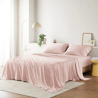 Grand drap en tricot de mélange de coton pour toutes les saisons - incroyablement confortable et doux, absorbant pendant les mois d'été, l'hiver convient à un matelas jusqu'à 16 po, comprend 1 drap plat, 2 taies d'oreiller et une machine