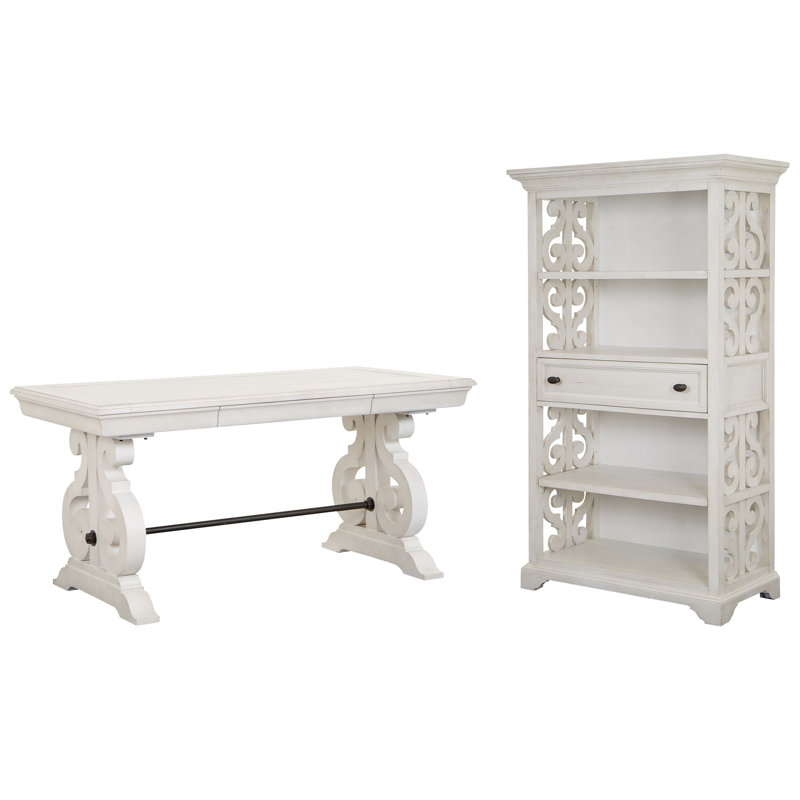 Writing Desk With Bookcase, 2 Pieces: Desk, Bookcase
