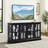 Four - Door Black Glass Antique Cabinet With Adjustable Shelves, 7 Color Controllable Led, And Elegant Design Elements Display Led Strip, Base-123400699