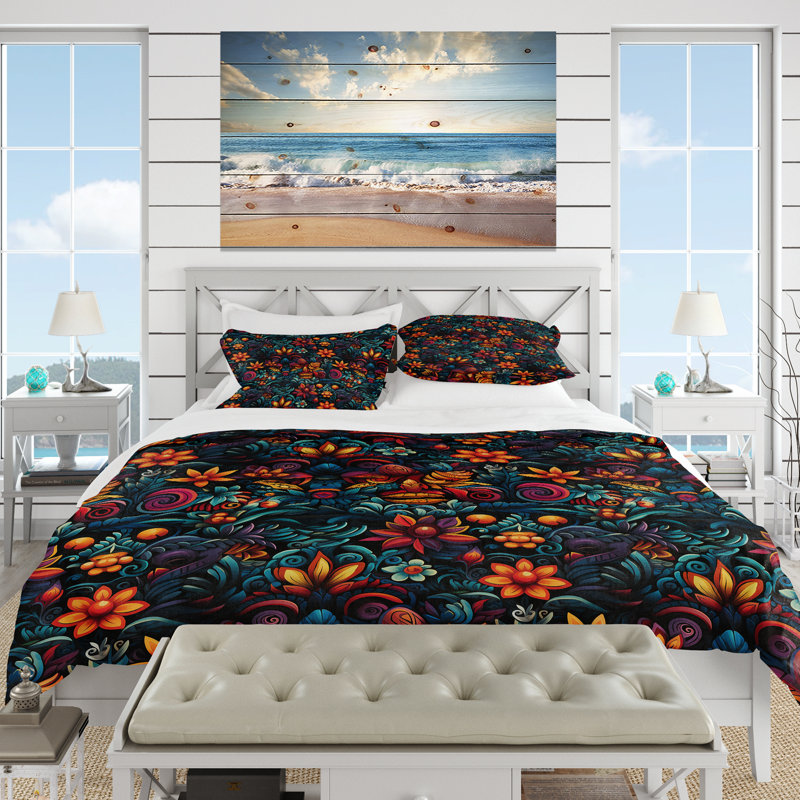 Ensemble de housse de couette à motif tropical Tropical Fiesta, Housse de couette pour très grand lit et 2 très