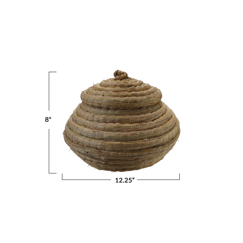 Panier en paille tissé avec couvercle