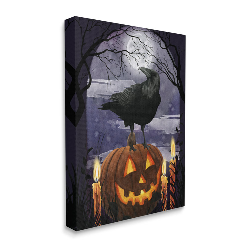 «Spooky Halloween Night Sky Crow Jack-o'-lantern Full Moon» par Grace Popp - impression, H 40 po x l 30 po x P 1,5 po