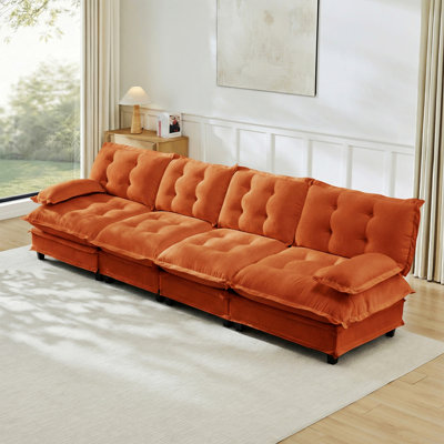 4-Seater Modular Sofa, Deep Seat Sectional Couch for Home